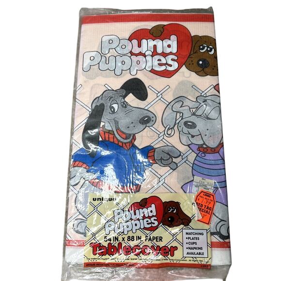 POUND PUPPIES PAPER TABLE COVER ~ Vintage Birthday Party Supplies Decorations - Picture 1 of 4